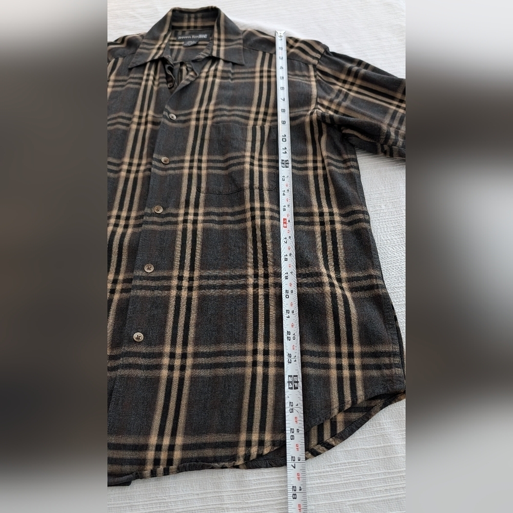 Banana Republic Black and Tan Plaid Men's Shirt Size M - Picture 7 of 9